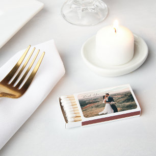 Elegant Script Handwriting Photo Wedding Favor Matchboxes