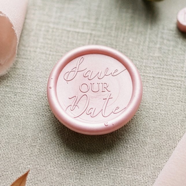 Elegant Script Handwriting Save Our Date Wedding Wax Seal Stamp (Elegant Script Handwriting Save Our Date Wedding Wax Seal Stamp)