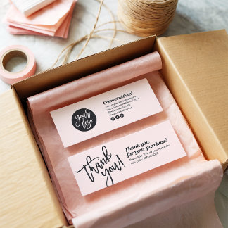 Elegant script handwriting thank you blush pink