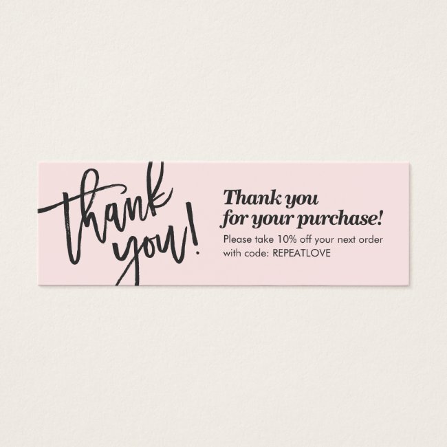 Elegant script handwriting thank you blush pink