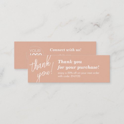 Elegant Script Handwriting Thank You Light Pink Mini Business Card