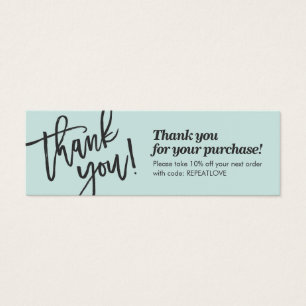 Elegant script handwriting thank you mint green