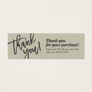 Elegant script handwriting thank you sage green