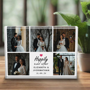 Elegant Script Happily Ever After Photo Collage Block