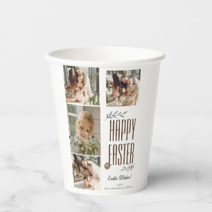 Elegant Script Happy Easter Family Photo Collage Paper Cups
