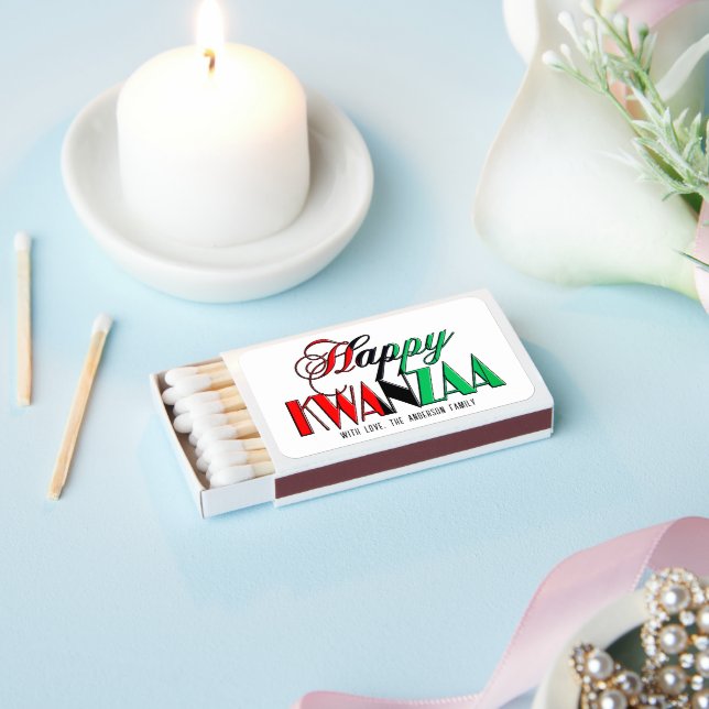 Elegant Script Happy Kwanzaa Matchboxes (Insitu)