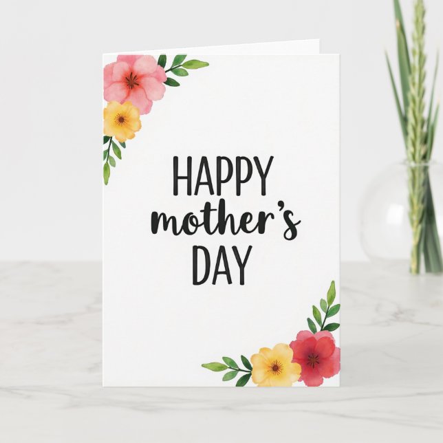Elegant Script Happy Mothers Day Card (Front)