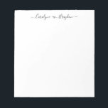 Elegant Script Heart Couple Name Wedding Newlywed Notepad<br><div class="desc">Elegant Script Heart Couple Name Wedding Newlywed Notepad</div>