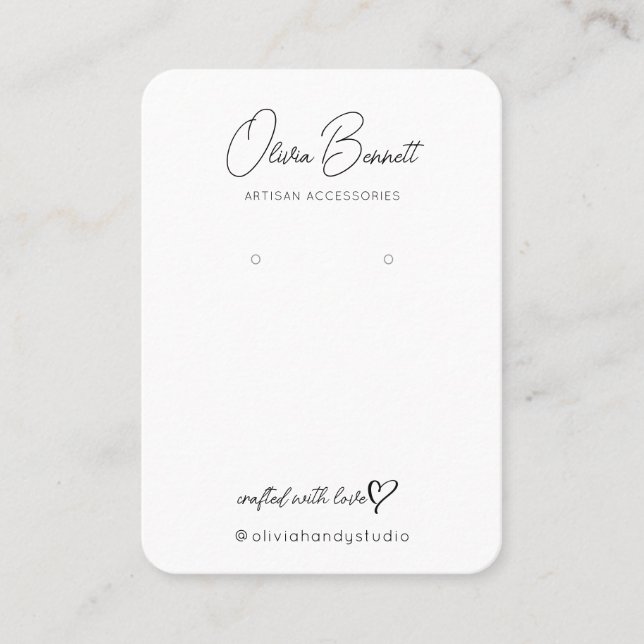 Elegant Script Heart Logo display holder Business Card (Front)