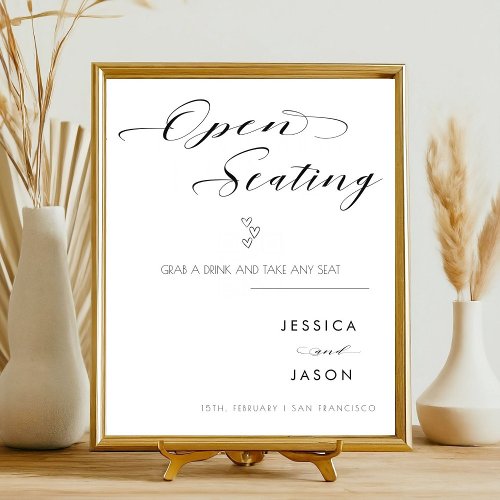 Elegant Script Heart Open Seating Wedding Sign