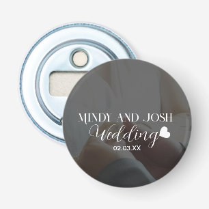 Elegant Script Heart Photo  Bottle Opener