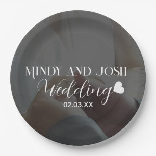 Elegant Script Heart Photo Paper Plates