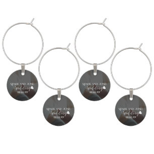 Elegant Script Heart Photo Wine Charm