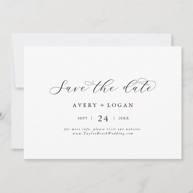 Elegant Script Horizontal Save The Date (Front)