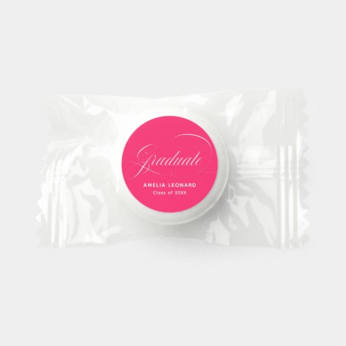 Elegant Script Hot Pink Graduation Mint Life Saver Mints