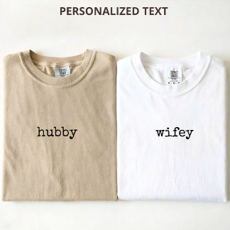 Elegant Script Hubby and Wifey Wedding Newlyweds T-Shirt