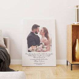 Elegant Script Huge Wedding Photo &amp; Custom Vows Canvas Print