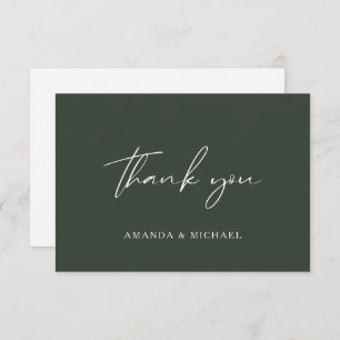 Elegant Script Hunter Green Wedding Thank You Card
