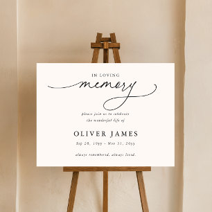 Elegant Script in Loving Memory Funeral Foam Board