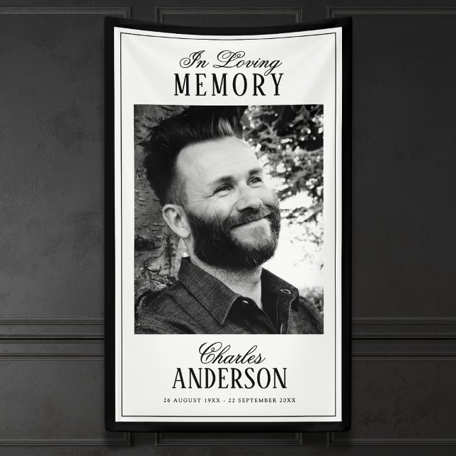 Elegant Script In Loving Memory Photo Memorial Banner (Creator Uploaded)