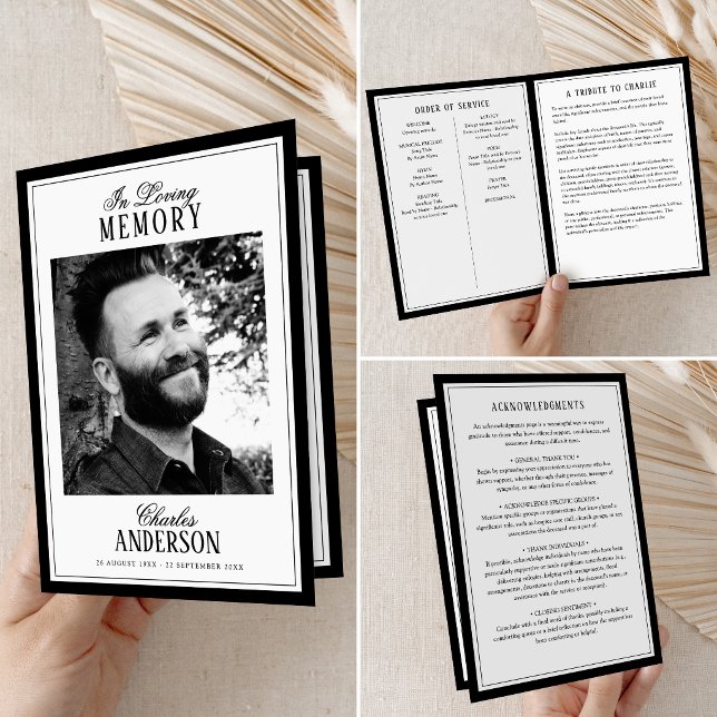 Elegant Script In Loving Memory Photo Memorial Program (Creator Uploaded)