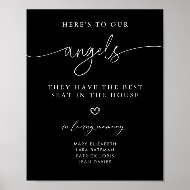 Elegant Script In Loving Memory Wedding Sign (Front)