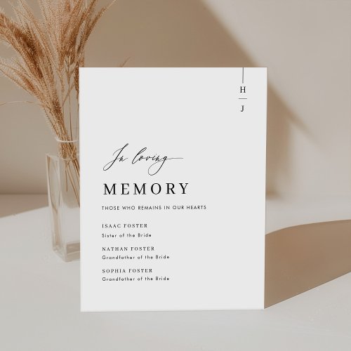 Elegant Script In Loving Memory Wedding Sign