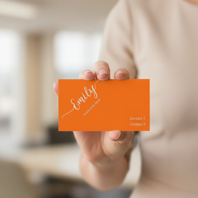  elegant  script in neon orange business card (Creator Uploaded)