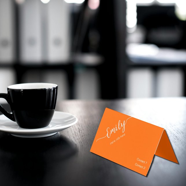  elegant  script in neon orange business card (Creator Uploaded)