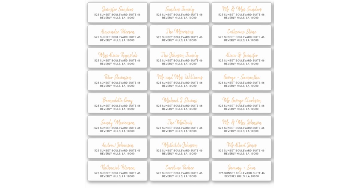 Elegant script individual guest address labels Zazzle