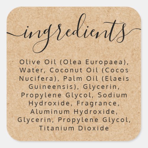 Elegant script ingredient list Kraft product label
