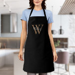 Elegant Script Initial Black Gold Monogram Apron<br><div class="desc">Elegant girly black and gold script name monogram initial with name apron. You can personalize the name,  monogram and customize the font and colors to create your own unique design. Designed by Thisisnotme©</div>