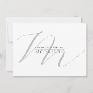 Elegant Script Initial Couple Name Monogram Note Card
