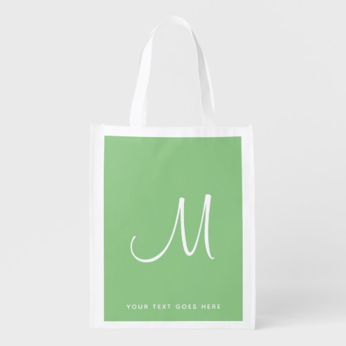 Elegant Script Initial Letter Monogram Custom Grocery Bag