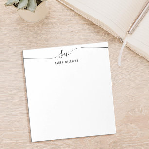 Elegant Script Initial Monogram  Notepad