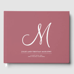 Elegant Script Initial Wedding Monogram Terracotta Guest Book