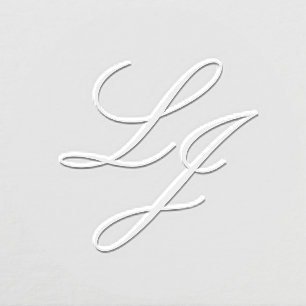 Elegant Script Initials Monogrammed Weddings Embosser