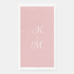 Elegant Script Initials Pink Wedding  Paper Guest Towels