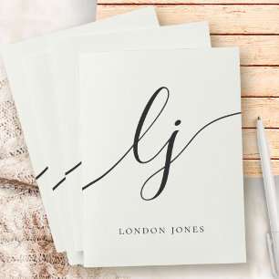 Elegant Script Initials Professional Minimal Ivory Pocket Folder