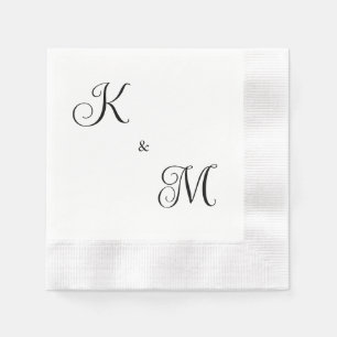 Elegant Script Initials White Wedding Coined Napkins