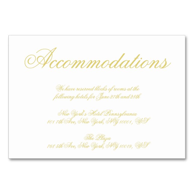 Elegant Script Island Citrus Accommodation Cards (Front)