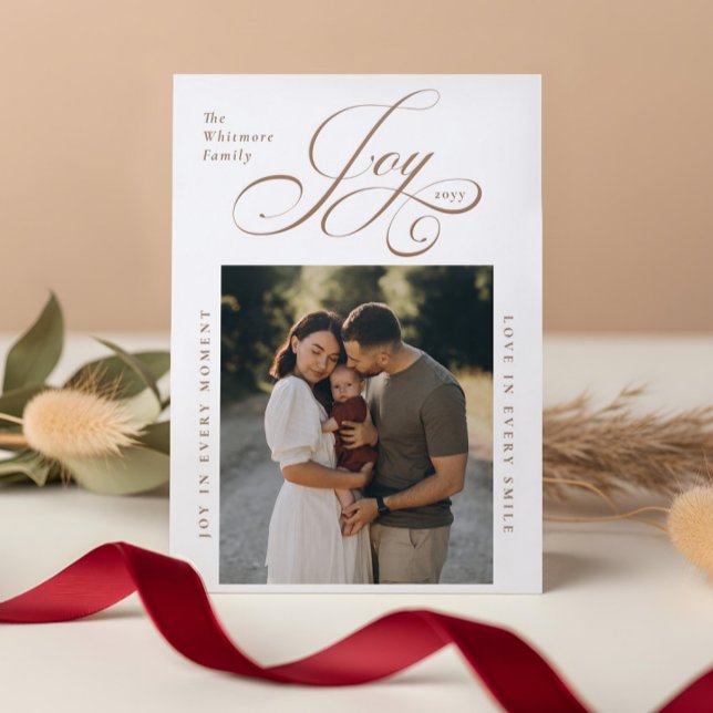 Elegant Script Joy in Every Moment Photo Christmas Letterpress Photo Cards (Elegant Script Joy in Every Moment Photo Christmas Letterpress Photo Cards)