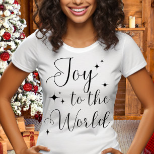 Elegant Script Joy to The World Merry Christmas T-Shirt