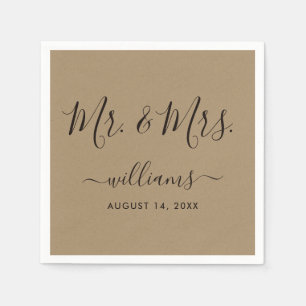 Elegant Script Kraft Mr. and Mrs. Napkins