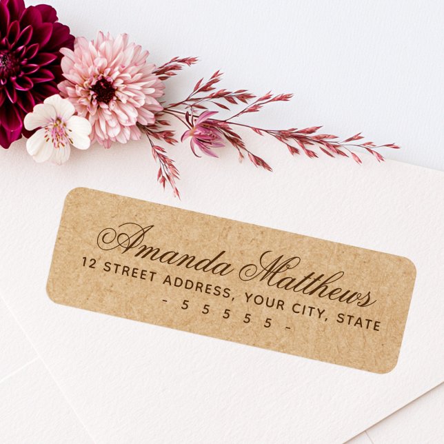 Elegant script Kraft paper look return address Label (Elegant script Kraft paper look return address Label)