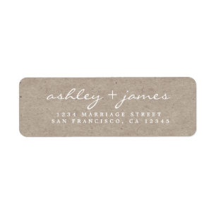 Elegant Script Kraft Paper Wedding Return Address  Label