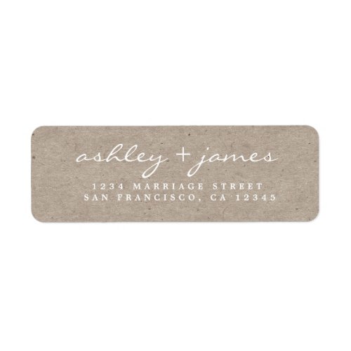 Elegant Script Kraft Paper Wedding Return Address  Label