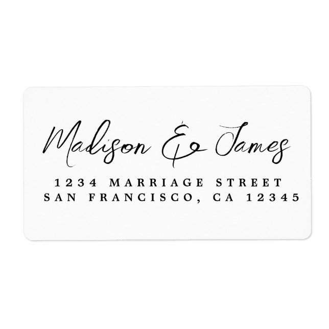 Elegant Script Large Wedding Return Address Label (Front)