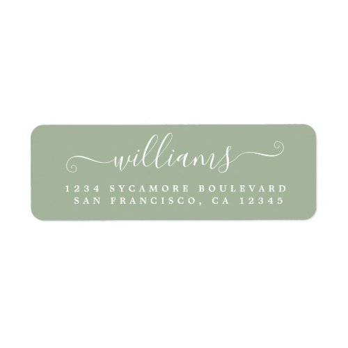 Elegant Script Laurel Green Family Return Address Label