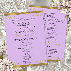 Elegant Script - Lavender/Gold Wedding Program